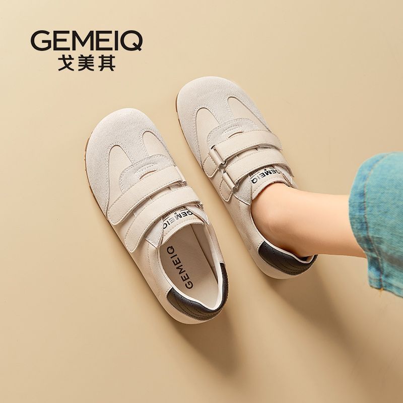 戈美其丑萌面包板鞋女款秋季新款平底魔术贴德训鞋轻便运动休闲鞋