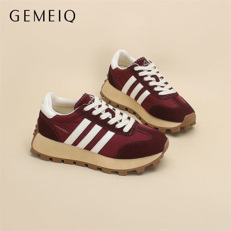 戈美其新款阿甘鞋春秋厚底增高德训鞋防滑休闲运动真皮女鞋跑步鞋