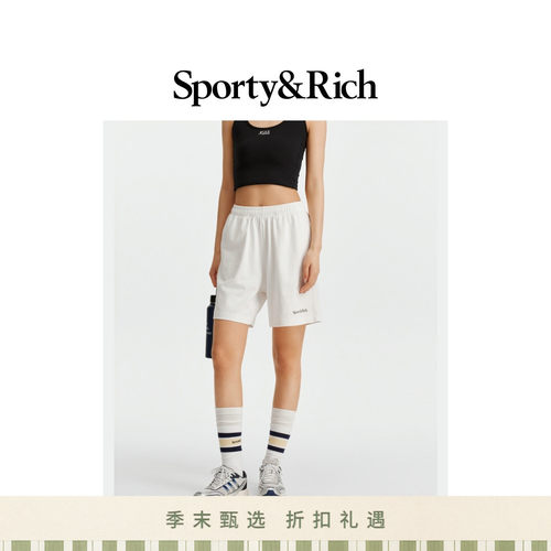 [Agnes同款]Sporty&Rich 男女同款休闲运动网球健身松紧腰短裤