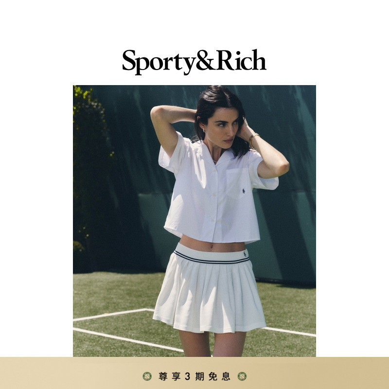 Sporty&Rich Tennis系列SRC女士夏季学院风简约休闲百褶裙半身裙