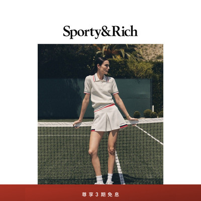[明星同款]Sporty&Rich Tennis系列女士夏季撞色老钱风短裙半身裙