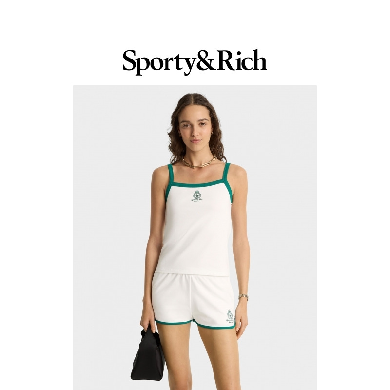 Sporty&Rich British Sports系列女士夏季修身简约撞色吊带背心