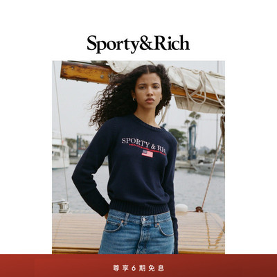 [秋冬新品]Sporty&Rich Nautical系列女士S&R 字母休闲针织毛衣