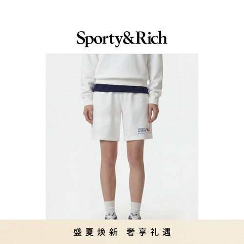 [甄选八折]Sporty&Rich 男女同款经典运动休闲健身松紧腰短裤