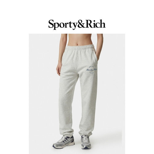 [春夏新品]Sporty&Rich 男女同款美式学院风活力束脚运动长裤