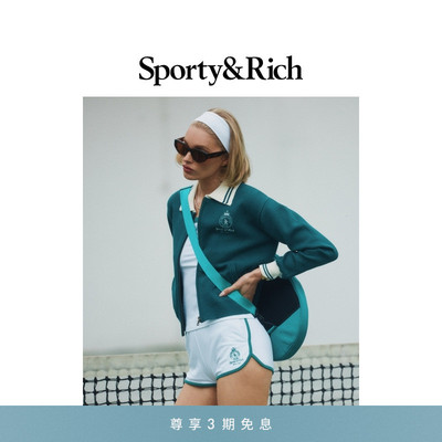 Sporty&Rich British Sports系列女士夏季休闲运动撞色短裤裤子