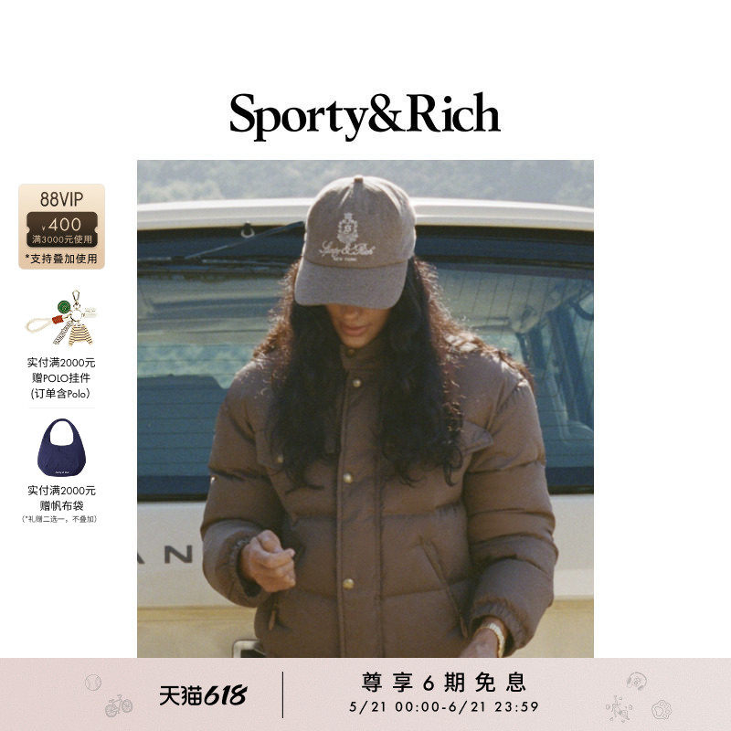 [礼物]Sporty&Rich Outdoor系列男女同款美式经典羊毛棒球帽