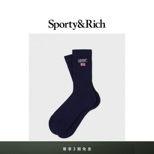 Sporty&Rich 运动休闲字母中筒袜袜子 Nautical系列男女同款