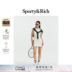 [甄选八折]Sporty&Rich 女士白色老钱Polo网球风无袖连衣裙短裙