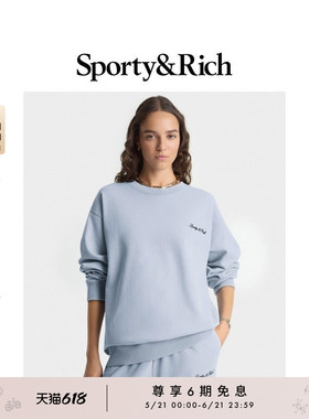 Sporty&Rich Core系列男女同款简约休闲圆领字母logo卫衣上衣