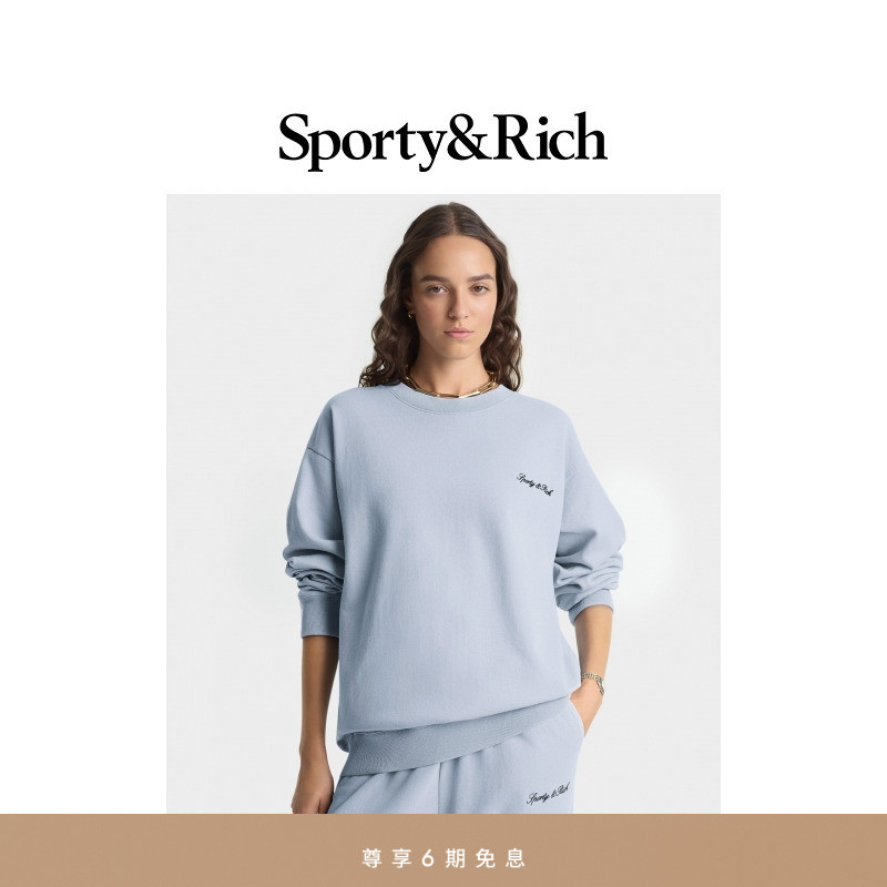 [秋冬新品]Sporty&Rich Core系列男女同款休闲圆领刺绣logo卫衣