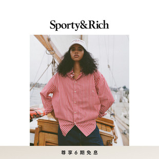 [秋冬新品]Sporty&Rich Nautical系列女士时尚宽松撞色条纹衬衫