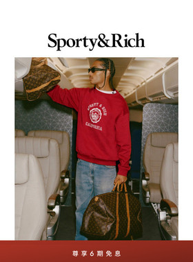 [秋冬新品]Sporty&Rich Off Duty系列学院红圆领套头复古美式卫衣