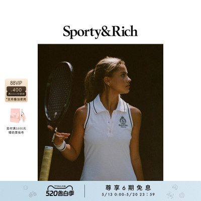[早春新品]Sporty&Rich Tennis系列女士网球风运动休闲无袖连衣裙