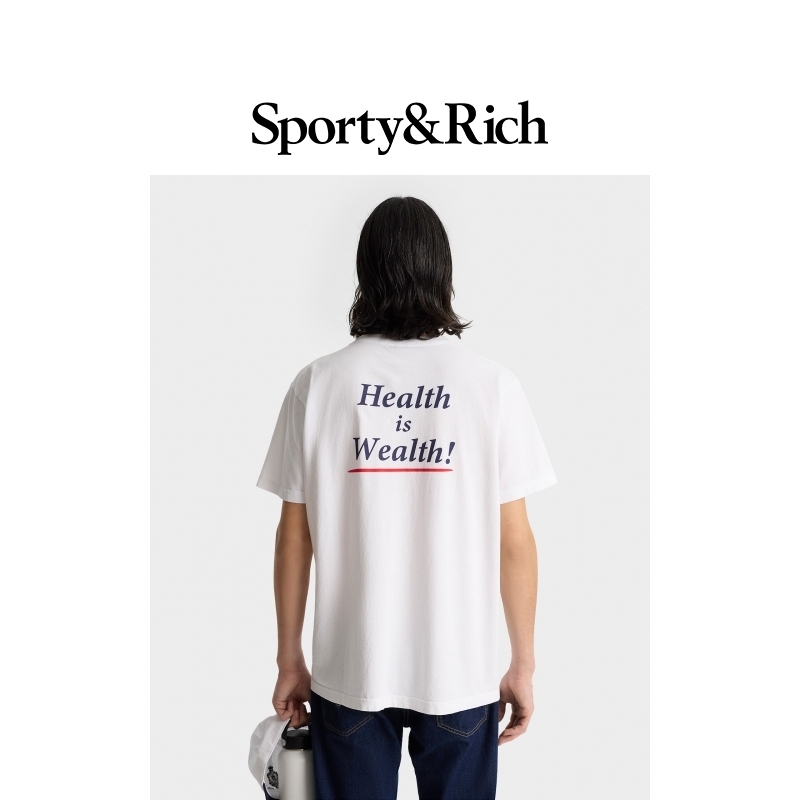 [新品]Sporty&Rich Tennis系列男女同款宽松休闲简约logo短袖T恤