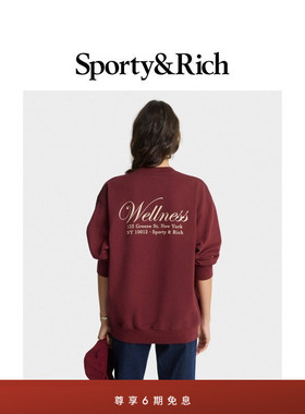 [秋冬新品]Sporty&Rich Central Park系列男女同款红色圆领卫衣