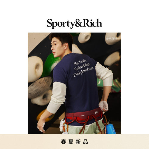[李马特同款]Sporty&Rich 男女同款时尚字母网球运动短袖T恤上衣
