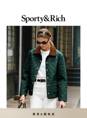 [秋冬新品]Sporty&Rich Central Park系列女士休闲菱形格棉服外套