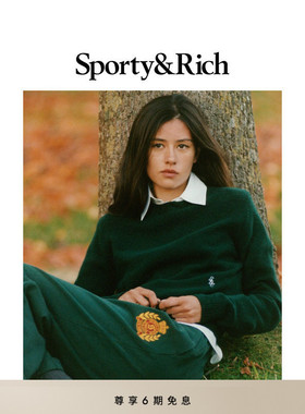 [秋冬新品]Sporty&Rich Central Park系列女士红色羊绒针织毛衣