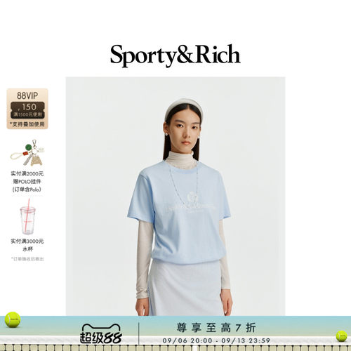 [七折礼遇]Sporty&Rich 男女同款徽章印花航海活力短袖T恤上衣