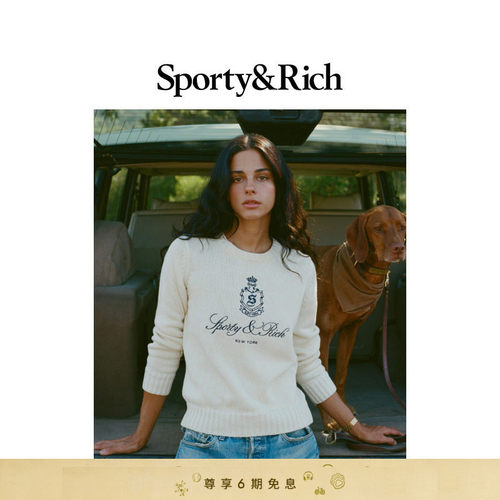 Sporty&Rich Outdoor系列女士徽章印花休闲随性利落针织毛衣上衣