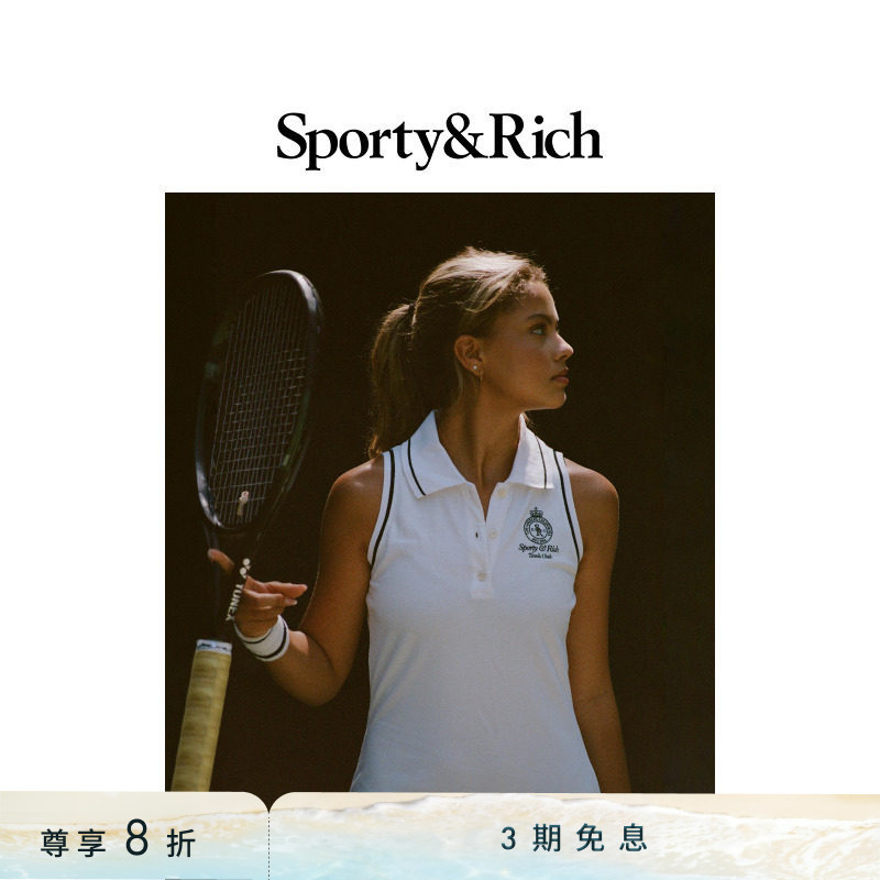 [甄选八折]Sporty&Rich 女士网球风运动休闲无袖连衣裙短裙