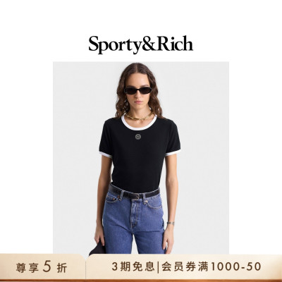 [奢享价]Sporty&Rich Sports系列女士休闲撞色内搭T恤短袖上衣