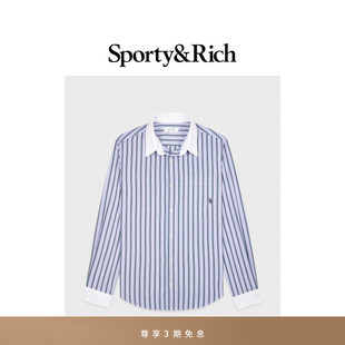 Sports系列女士通勤彩色条纹撞色翻领衬衫 Sporty&Rich British
