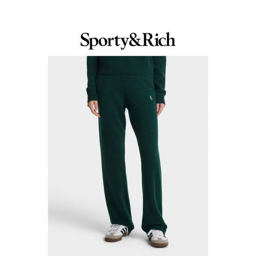 Sporty&Rich 女士舒适简约氛围感羊绒直筒针织长裤