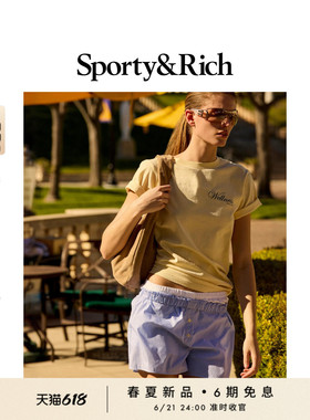 [春夏新品]Sporty&Rich 男女同款时尚清新活力宽松字母短袖T恤