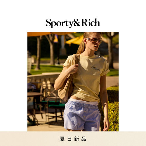 [春夏新品]Sporty&Rich 男女同款时尚清新活力宽松字母短袖T恤