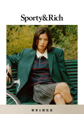 [秋冬新品]Sporty&Rich Central Park系列男女同款红色Polo卫衣