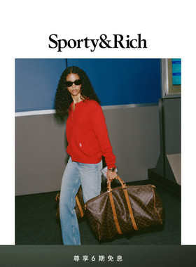 [秋冬新品]Sporty&Rich Off Duty系列女士羊绒红色开衫针织毛衣