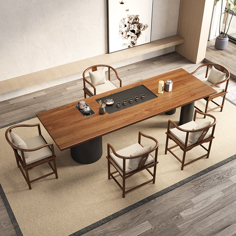 实木茶桌大板茶台侘寂风现代简约客厅家用办公室功夫泡茶桌椅组合,住宅家具,茶几,淘宝优惠券,粉丝福利购,淘宝优惠卷