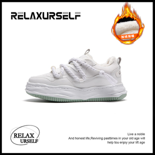 【加绒】RELAXURSELF干净增高鞋厚底鞋潮牌男鞋ins百搭情侣小白鞋