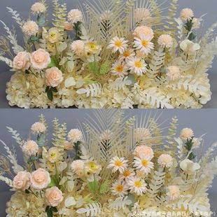 婚庆地排花绢花成品装 新款 饰花排T台路引婚礼迎宾区花艺