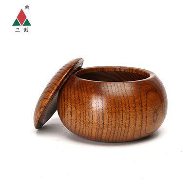 三创 比赛家用围棋 大号整木围棋罐 木质五子棋盒 实木象棋盒木罐