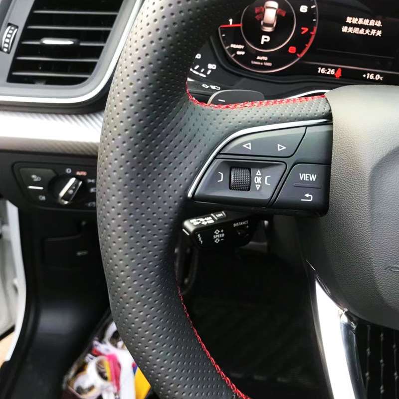 奥迪A6LA4LQ5A5A7Q7A8老款平底方向盘套专车专用手缝真皮方向盘套