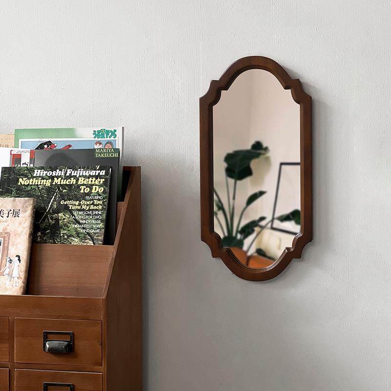 新疆包邮闻森家居复古装饰镜法式实木卫生间中古镜子客厅壁挂墙面