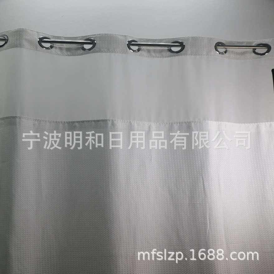 跨境华夫格浴帘 双层拼接带可拆内帘 180x188cm 220gsm
