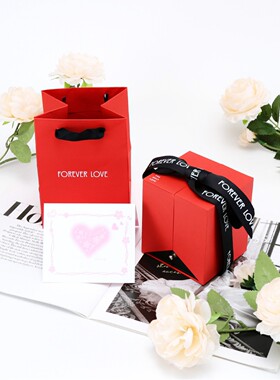 520七夕情人节永生花礼盒结母亲节单朵玫瑰花戒指吊坠盒