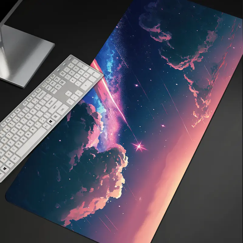 轻奢高级感风景超大号电竞游戏鼠标垫创意防滑加厚书桌垫键盘垫