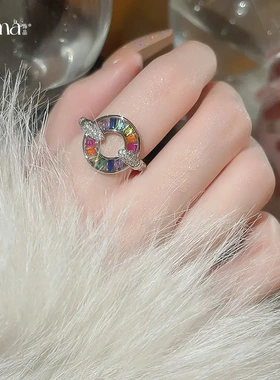 韩国轻奢锆石圆圈蛇形葫芦戒指小众设计感食指戒气质高级感手饰女