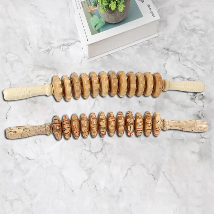 直供手动按摩器手持木质滚轮按摩锤脸部足底穴位经络