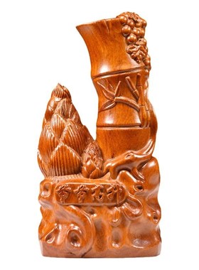 花梨木雕刻竹子摆件节节高升家居A客厅寓意装饰事业乔迁送礼工艺