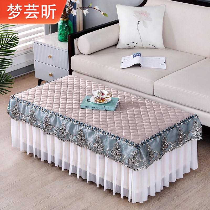 夏季薄款电炉g罩烤火罩长方形麻茶几桌子罩套垂纱桌布高档防尘桌