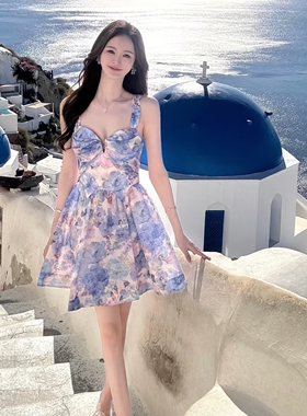 澳洲小众轻奢11月新款天蓝色UV领迷你连衣裙#953#3