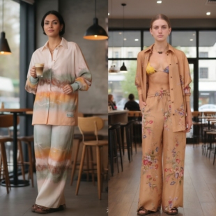 澳大利亚小众品牌早春Z真丝套装女印花上衣长裤套装#3