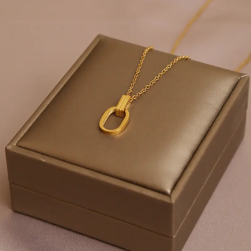 双环几何吊坠钛钢项链女小众轻奢设计高级感百搭颈链锁骨链不掉色,饰品/流行首饰/时尚饰品新,项链,淘宝优惠券,粉丝福利购,淘宝优惠卷