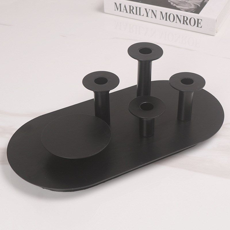 简约现代黑色白色磁铁烛台摆件框架托盘别墅酒店样板间桌面装饰品,特色手工艺,其他特色工艺品,淘宝优惠券,粉丝福利购,淘宝优惠卷